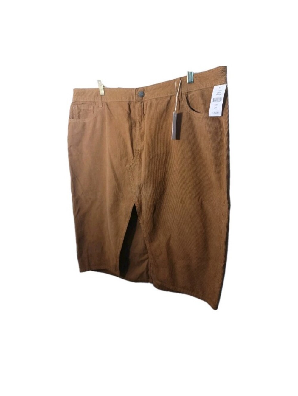 Warp and Weft Dark Rust Corduroy Skirt New 24W
